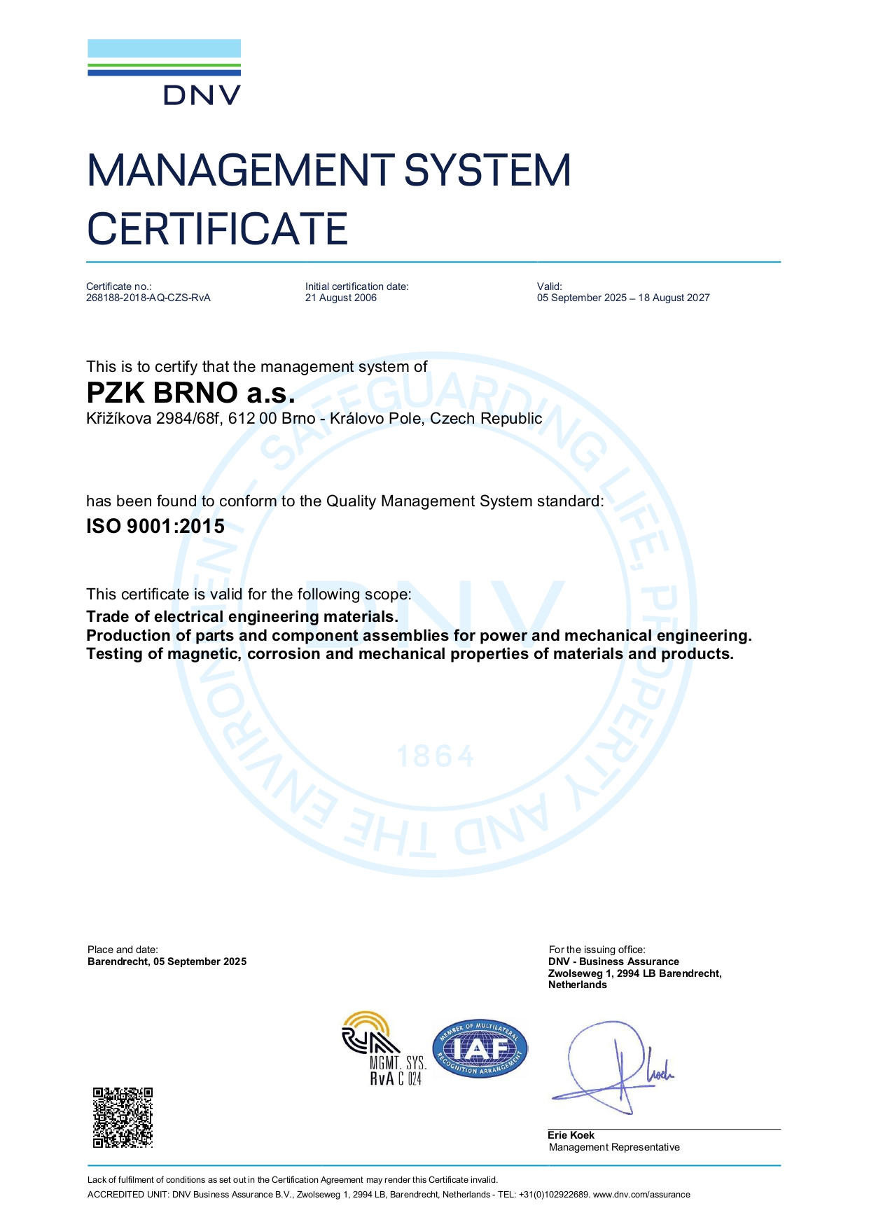 PZK Brno ISO 9001